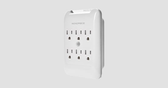 Monoprice 6 Outlet Power Surge Protector Slim Wall Tap - 540 Joules