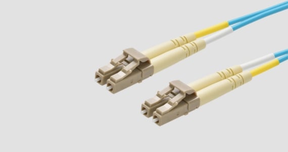 Monoprice Multi-Mode OM4 Fiber Optic Cable - LC-LC UL 2mm 50/125 OFNR Duplex Aqua 1m