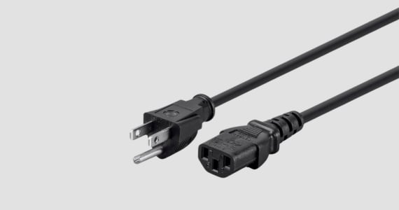 Monoprice Power Cord - NEMA 5-15P to IEC 60320 C13, 18AWG, 10A/1250W, 125V, 3-Prong, 6ft, Black, 6-Pack