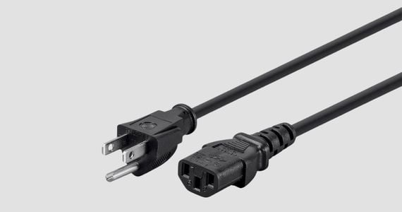 Monoprice Power Cord - NEMA 5-15P to IEC 60320 C13, 14AWG, 15A/1875W, 125V, SJT, 3-Prong, 6ft, Black, 6-Pack