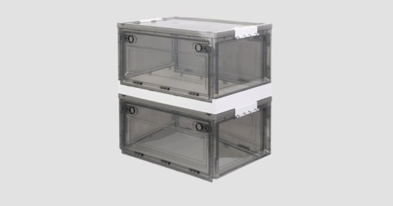 MPM 2 PACK Stackable Foldable Clear Storage Box with Lid and wheels, Organizing Boxes, Cube Box Bin Container, for Kitchen, Home and Office, Craft, Cloth, Books, Bottles, Snacks, Toys
