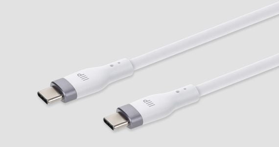 Monoprice USB-C to USB-C Silicone Charging Cable - USB 2.0, 240W PD, Ultra Flexible, 10ft, White - 2 Pack