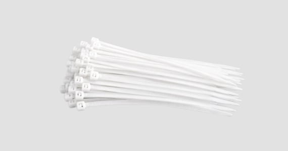Monoprice Cable Tie 8in 40 lbs, 100 pcs/pack, White