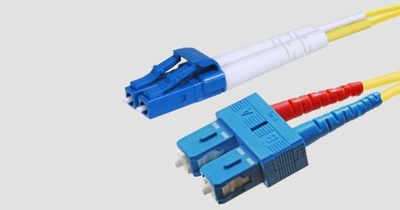 Monoprice Single-Mode Fiber Optic Cable - LC-SC UL 2mm 9/125 OFNR Duplex Yellow 0.5m