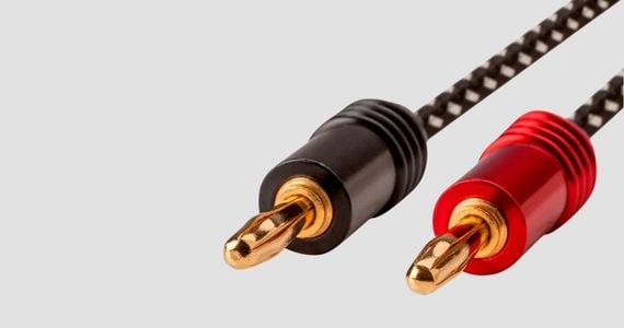 Monoprice Speaker Wire, Braided with Banana Plugs, 2-Conductor, 14AWG, 6ft