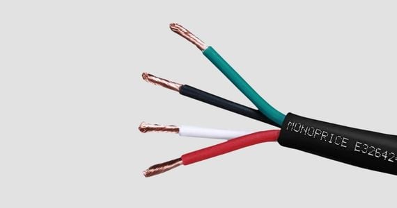 Monoprice Speaker Wire, CL2 Rated, 4-Conductor, 12AWG, 250ft, Black