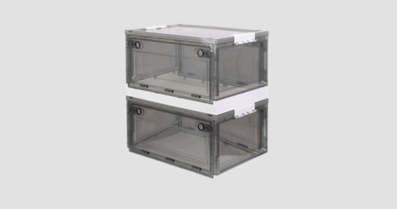 MPM 2 PACK Stackable Foldable Clear Storage Box with Lid and wheels, Organizing Boxes, Cube Box Bin Container, for Kitchen, Home and Office, Craft, Cloth, Books, Bottles, Snacks, Toys