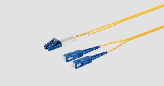 Monoprice Single-Mode Fiber Optic Cable - LC-SC UL 2mm 9/125 OFNR Duplex Yellow 15m
