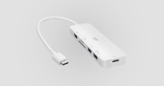 Monoprice 6-in-1 USB-C® Multiport 4K HDMI® Adapter Multifunction USB-C adapter with 4K@60Hz HDMI, card readers, and 100W Power