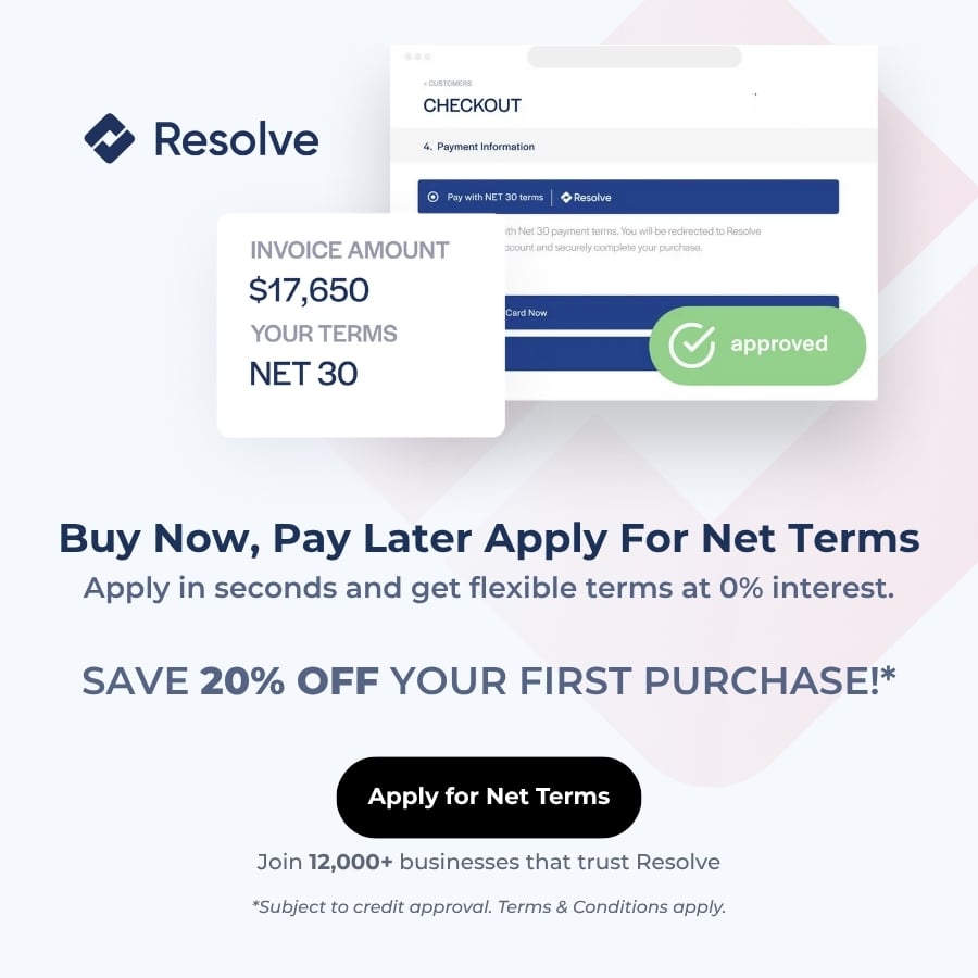 Buy Now and Pay Later with Net 30 - Save 30% OFF Your First Purchase!* *Subject to credit approval. Terms & Conditions apply.