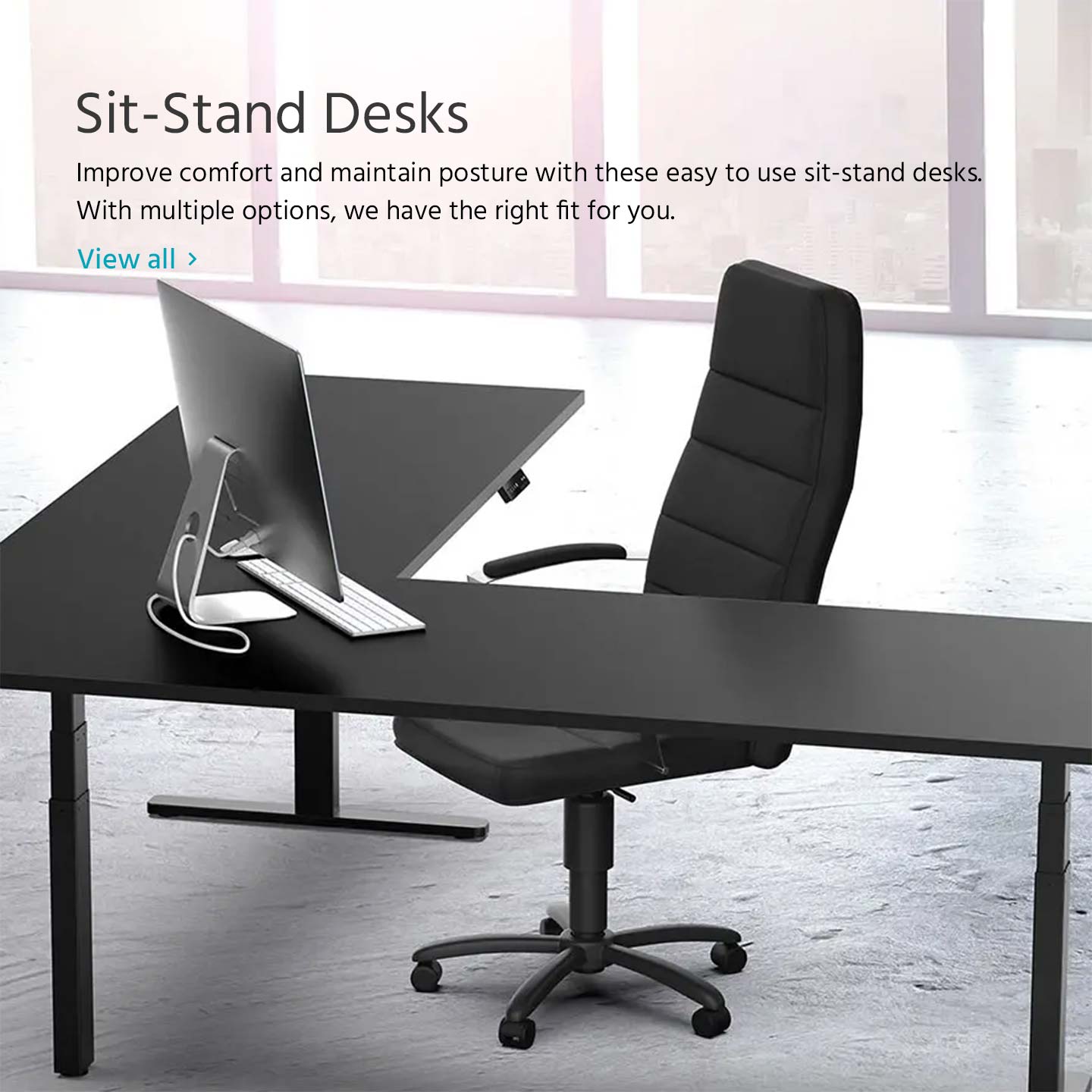 Sit-stand desks - Improve comfort and maintain posture with these easy to use sit-stand desks. With multiple options, we have the right fit for you. View All