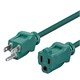 12ft 16AWG Green Outdoor Power Extension Cord, 13A (NEMA 5-15P to NEMA 5-15R)
