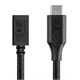 Palette Series USB Type C to Micro B Female 2.0 Extension Cable - 480Mbps, 2.4A, Braided, Black, 1.5ft