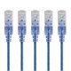SlimRun Cat6A Ethernet Patch Cable - Snagless RJ45, Stranded, 550Mhz, UTP, Pure Bare Copper Wire, 10G, 30AWG , 7ft, Blue, 5-Pack