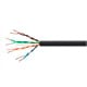 Cat6 Ethernet Bulk Cable - Stranded, 550Mhz, UTP, Pure Bare Copper Wire, Outdoor, 23AWG, 1000ft, Black