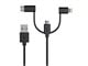Apple MFi Certified USB to Micro USB + USB Type-C + Lightning 3 in 1 Charge & Sync Cable, 3ft Black