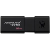 Kingston 16GB USB 3.0 DataTraveler 100 G3 - 16 GB - USB 3.0 - Black - 1 Pack - Retractable