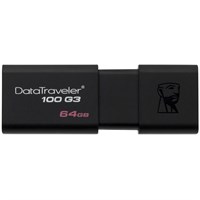 Kingston 64GB USB 3.0 DataTraveler 100 G3 - 64 GB - USB 3.0 - Black - 1 Pack - Retractable