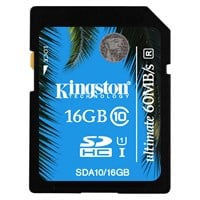 Kingston Ultimate 16 GB SDHC - Class 10/UHS-I - 60 MB/s Read - 35 MB/s Write - 1 Card/1 Pack - 233x Memory Speed