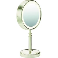 Conair Double-Sided Fluorescent Mirror - 8.50" Diameter - Satin Nickel