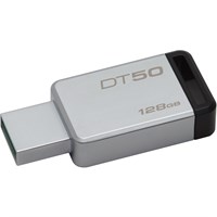 Kingston 128GB USB 3.0 DataTraveler 50 (Metal/Blue) - 128 GB - USB 3.0 - Black - 1 Pack
