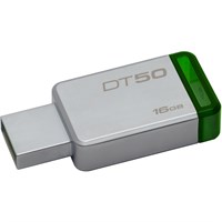 Kingston 16GB USB 3.0 DataTraveler 50 (Metal/Blue) - 16 GB - USB 3.0 - Green - 1 Pack