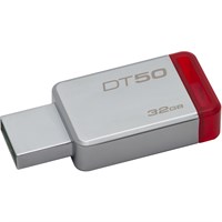 Kingston 32GB USB 3.0 DataTraveler 50 (Metal/Blue) - 32 GB - USB 3.0 - Red - 1 Pack