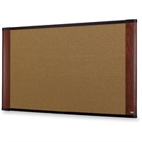 3M Standard Cork Bulletin Board - 36" Height x 24" Width - Mahogany Wood Frame - 1 Each