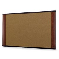 3M Wide-screen Style Bulletin Board - 36" Height x 48" Width - Mahogany Cork Surface - Mahogany Wood Frame - 1 / Each