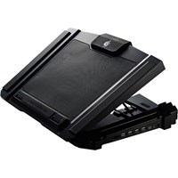 CM Storm SF 17 - Gaming Laptop Cooling Pad with 180mm Fan and 4 Ergonomic Height Settings - 1200 rpm - Rubber, Plastic, Mesh - USB Hub - 2.2" x 18.6" x 12.9" - Black