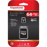 Gigastone 64 GB microSDXC - Class 10/UHS-I - 48 MB/s Read