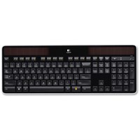 Logitech Solar Wireless Keyboard - Wireless Connectivity - RF - USB Interface - English (Canada) - Compatible with Computer (PC) - Black