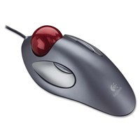 Logitech Trackman Marble Trackball - Optical - Cable - Red, Silver - USB - Computer - 2 Button(s) - Symmetrical