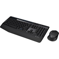 Logitech Wireless Combo MK345 - USB Wireless RF Keyboard - Black - USB Wireless RF Mouse - Optical - 1000 dpi - 3 Button - Scroll Wheel - Black - On/Off Switch Hot Key(s) - Right-handed Only - AAA, AA