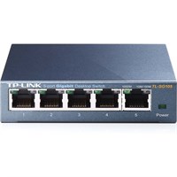 TP-LINK TL-SG105 5-Port 10/100/1000Mbps Desktop Gigabit Steel Cased Switch, IEEE 802.1p QoS, Up to 65% Power Saving - 5 Ports - 10/100/1000Base-T - Desktop