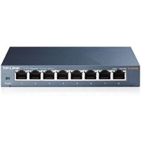 TP-LINK TL-SG108 8-Port 10/100/1000Mbps Desktop Gigabit Steel Cased Switch, IEEE 802.1p QoS, Up to 72% Power Saving - 8 Ports - 10/100/1000Base-T - Desktop