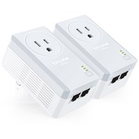 TP-LINK AV500 2-Port Powerline Adapter with AC Pass Through Starter Kit - 2 - 2 x Network (RJ-45) - 500 Mbit/s Powerline - 984.25 ft Distance Supported - HomePlug AV - Fast Ethernet