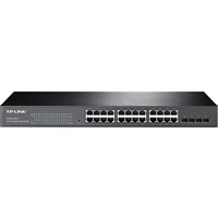 TP-LINK JetStream 24-Port Gigabit Smart Switch with 4 SFP Slots - 24 Ports - Manageable - 4 x Expansion Slots - 1000Base-T, 1000Base-X - 24 x Network, 4 x Expansion Slot - Twisted Pair, Optical Fiber