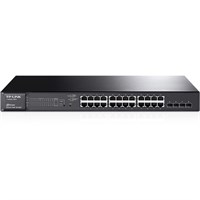 TP-LINK JetStream 24-Port Gigabit Smart PoE+ Switch with 4 SFP Slots - 24 Ports - Manageable - 4 x Expansion Slots - 1000Base-T, 1000Base-X - Modular - 4 x Expansion Slot, 24 x Network - Twisted Pair,