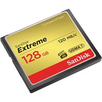 SanDisk Extreme 128 GB CompactFlash - 120 MB/s Read - 120 MB/s Write - 1 Card - 400x Memory Speed