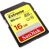 SanDisk Extreme 16 GB SDHC - Class 10/UHS-III - 90 MB/s Read - 40 MB/s Write1 Pack