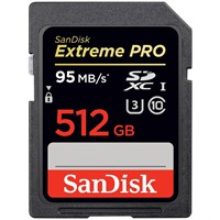 SanDisk Extreme Pro 512 GB SDXC - Class 10/UHS-I - 95 MB/s Read - 90 MB/s Write - 1 Card - 633x Memory Speed
