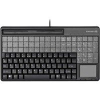 Cherry SPOS QWERTY Keyboard - 143 Keys - QWERTY Layout - 60 Relegendable Keys - Magnetic Stripe Reader - USB - Black