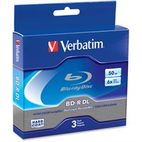 Verbatim BD-R DL 50GB 6X with Branded Surface - 3pk Jewel Case Box - TAA Compliant - 50GB - 3pk Jewel Case