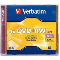 Verbatim DVD+RW 4.7GB 4X with Branded Surface - 1pk Jewel Case - TAA Compliant - 2 Hour Maximum Recording Time