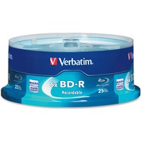 Verbatim BD-R 25GB 6X with Branded Surface - 25pk Spindle Box - TAA Compliant - 25GB - 25pk Spindle