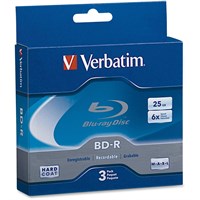 Verbatim BD-R 25GB 6X with Branded Surface - 3pk Jewel Case Box - TAA Compliant - 25GB - 120mm Standard - 3 Pack Jewel Case