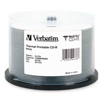 Verbatim MediDisc CD-R 700MB 52X White Thermal Printable with Branded Hub - 50pk Spindle - Thermal Printable