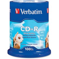 Verbatim CD-R 700MB 52X with Blank White Surface - 100pk Spindle - TAA Compliant