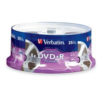 Verbatim DVD+R 4.7GB 8X with DigitalMovie Surface - 25pk Spindle - TAA Compliant - 4.7GB - 25 Pack Spindle